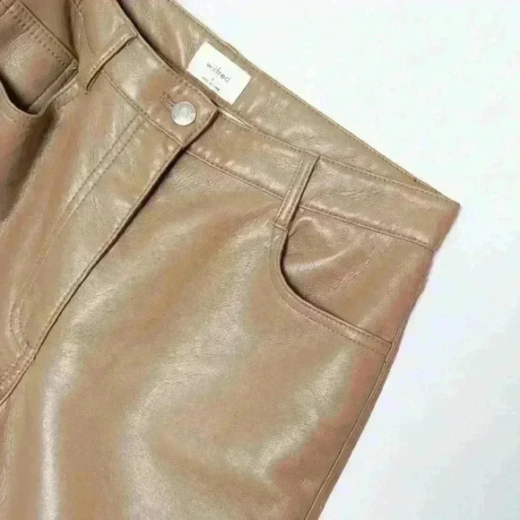 WILFRED Aritzia  Melina Pant high-waisted Vegan Leather Straight Leg Tan size 2 - Picture 6 of 7